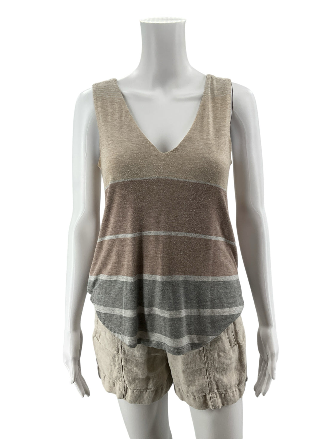Bordeaux Anthropologie Striped V-Neck Tank Top | Size Small Petite