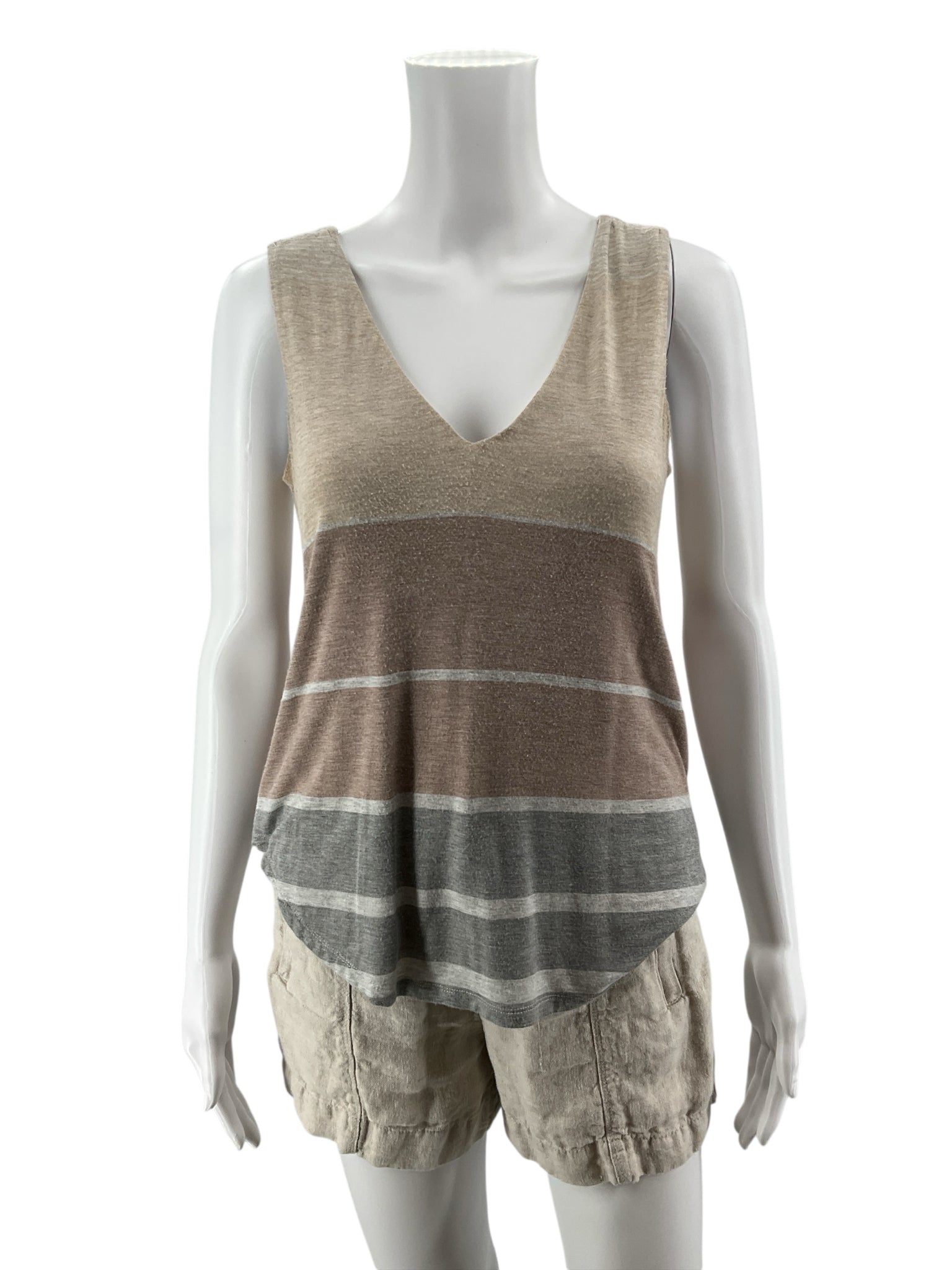 Bordeaux Anthropologie Striped V-Neck Tank Top | Size Small Petite