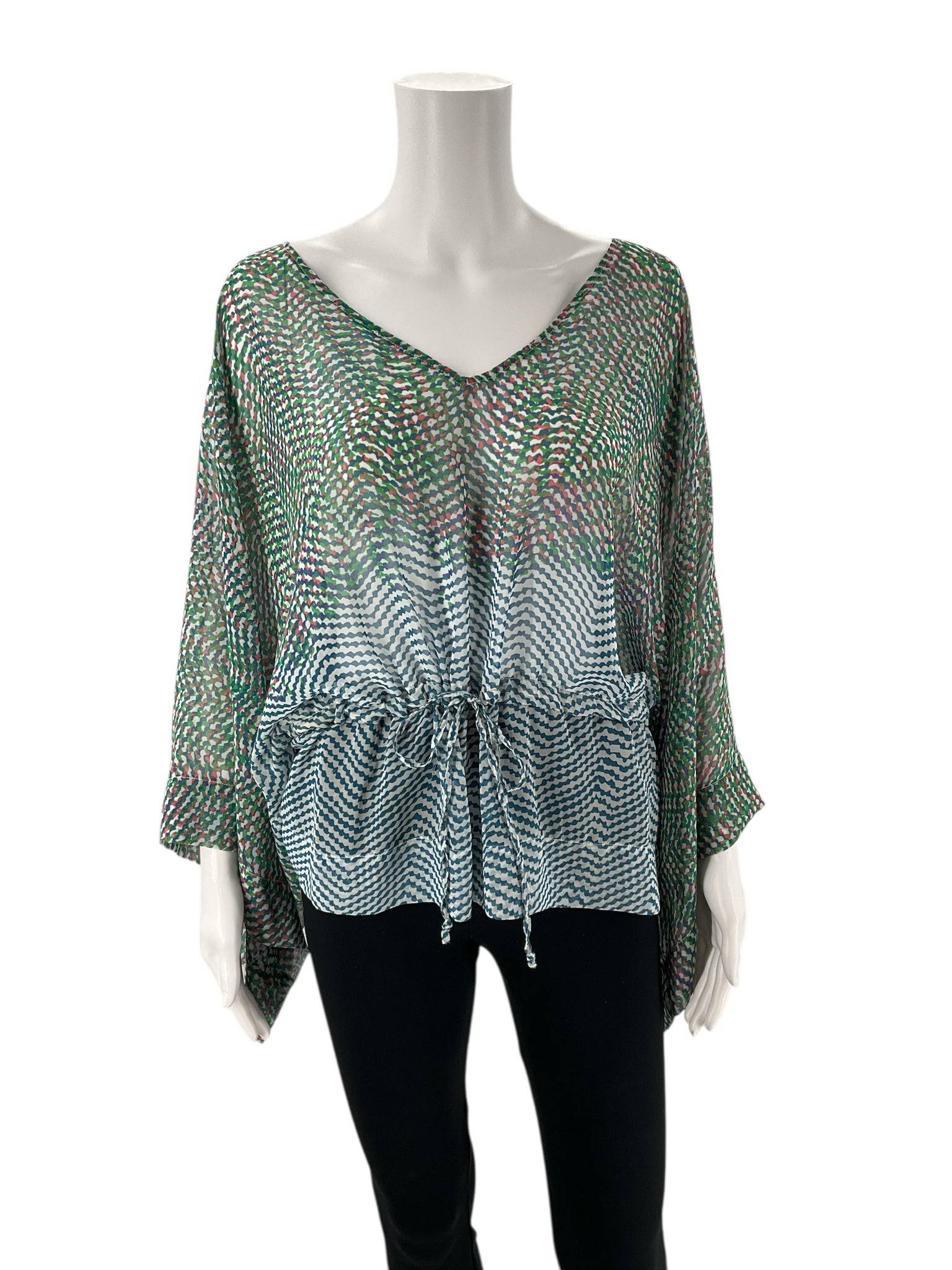 Cabi Blue/Green/Pink Print Top - Size Medium - Margaret’s Fine Consignment