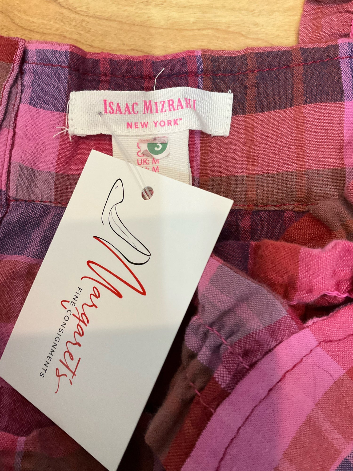 Isaac Mizrahi New York Plaid Cotton Tank Top | Size M | Pink Multi Check