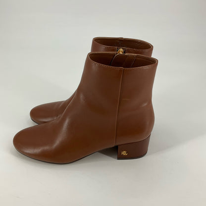 Lauren Ralph Lauren Wellford Tobacco Leather Ankle Booties Size 8