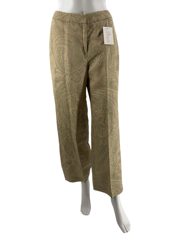 Talbots Tan/Green Print Pre-Owned Ladies Pants - Size 4 Petite
