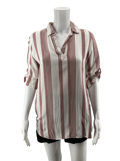 Thread &amp;amp; Supply Rosewater Striped Roll-Tab Tunic Top Size Medium