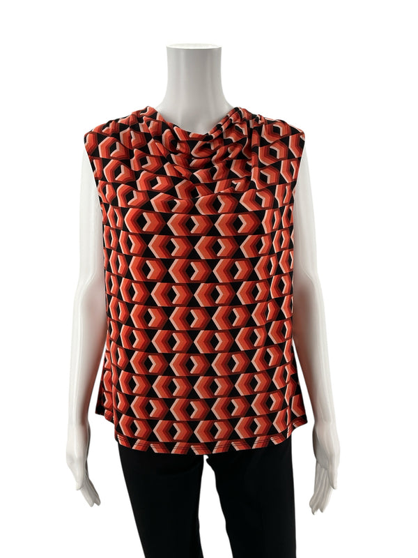 Worth Orange Print Pre-Owned Ladies Top - Size Medium