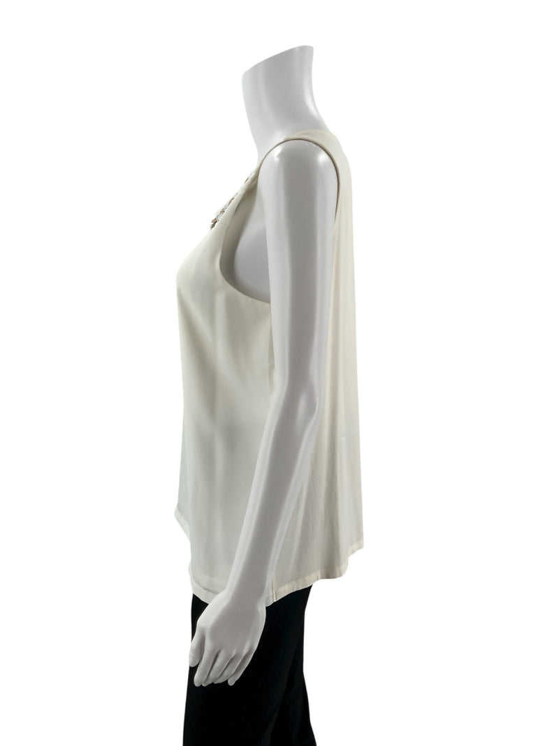 Ann Taylor Cream Jewels Pre-Owned Ladies Top - Size Medium