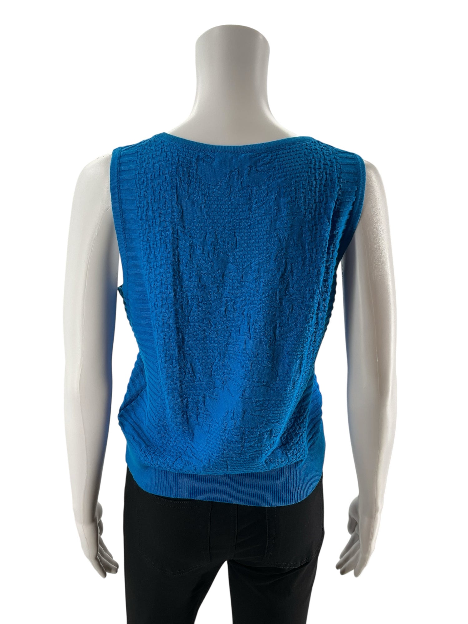 Cable &amp; Gauge Blue Textured Pre-Owned Ladies Top - Size Medium Petite