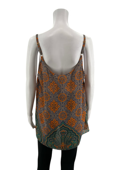 cabi taupe/orange/purple Sleeveless Medallion Cami Print Swing Tank Top Size Large - Size L