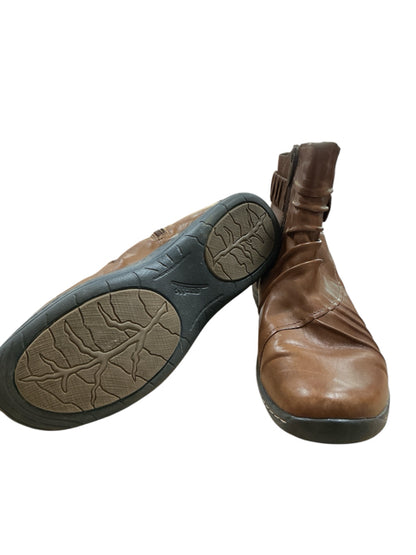 Earth Wanderlust Ruched Ankle Boots Womens Size 11 Camel Brown Leather