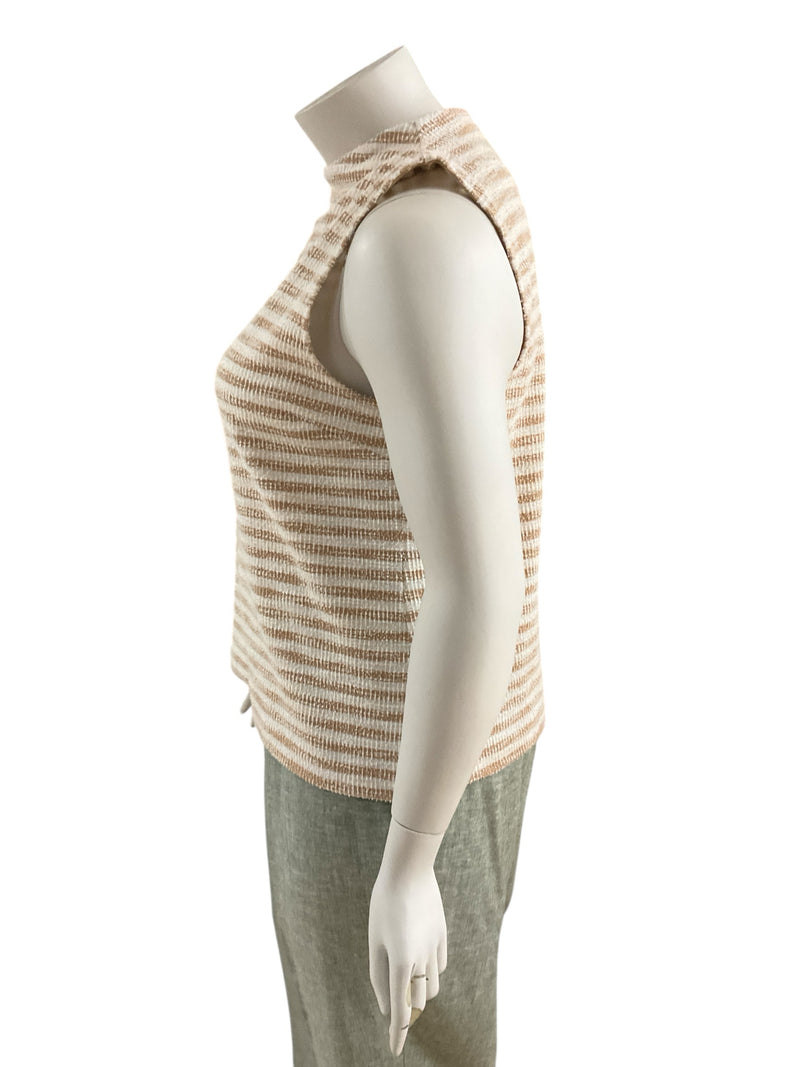 Talbots Tan/White Striped Pre-Owned Casual Top - Size XL - Margaret’s Fine Consignment