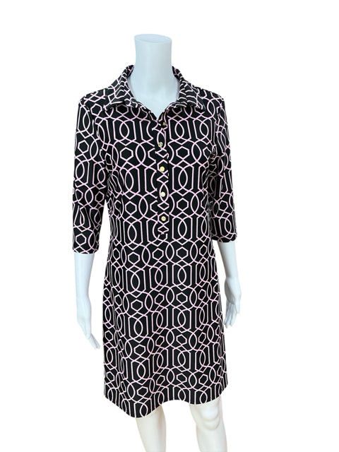Jude Connally Beth Geometric Print 3/4 Sleeve Shift Dress NWT Size Medium