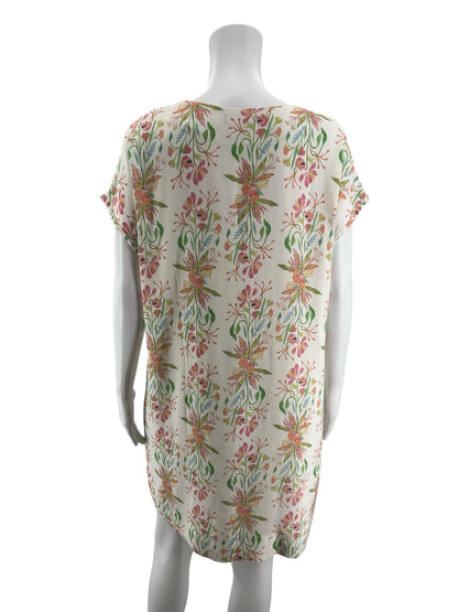 Abbey Glass Watercolor Floral Viscose Linen Tunic Dress Size Small