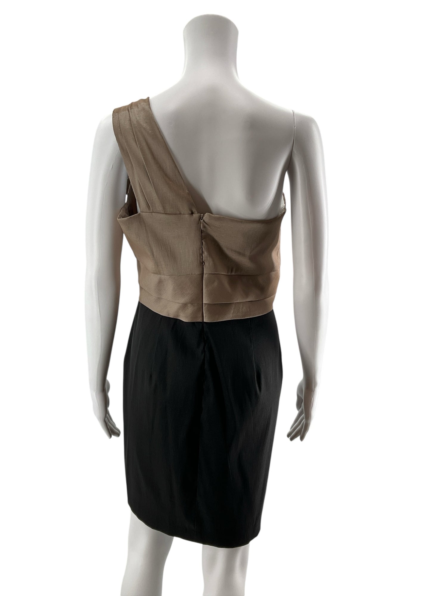 London Times One Shoulder Color Block Draped Sheath Dress Size Small