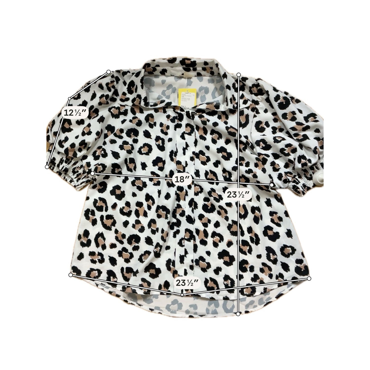 Jodifl Leopard Print Puff Sleeve Blouse | Size Large Animal Print Collared Top