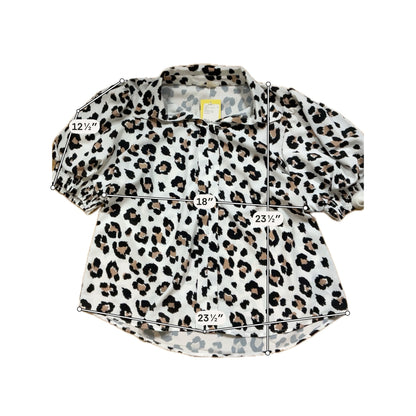 Jodifl Leopard Print Puff Sleeve Blouse | Size Large Animal Print Collared Top