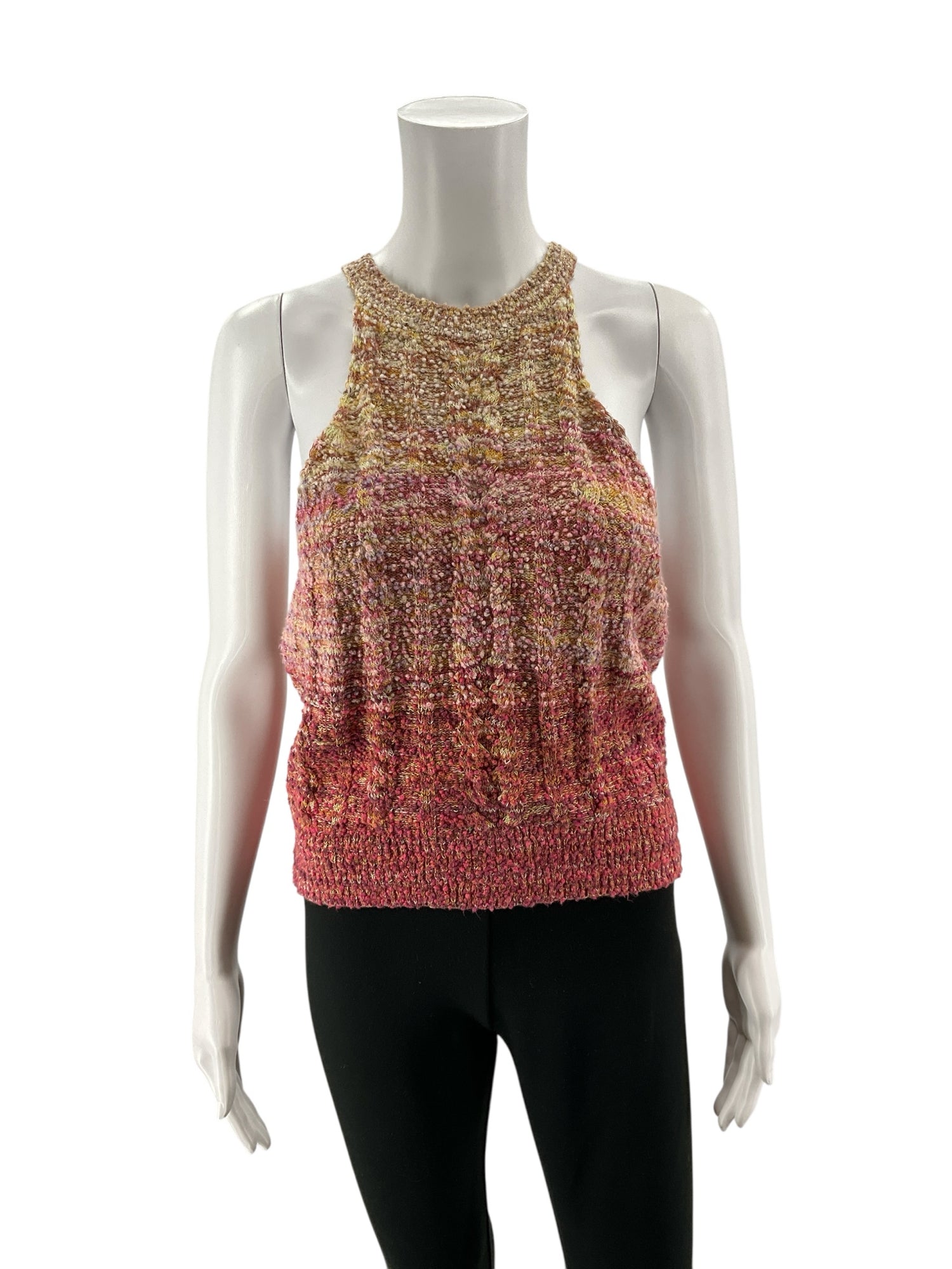 Pilcro Bouclé Knit Halter Sweater Tank Top Size Small Pink Yellow Ombre Italian Made
