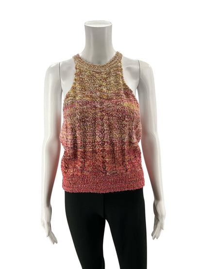 Pilcro Bouclé Knit Halter Sweater Tank Top Size Small Pink Yellow Ombre Italian Made