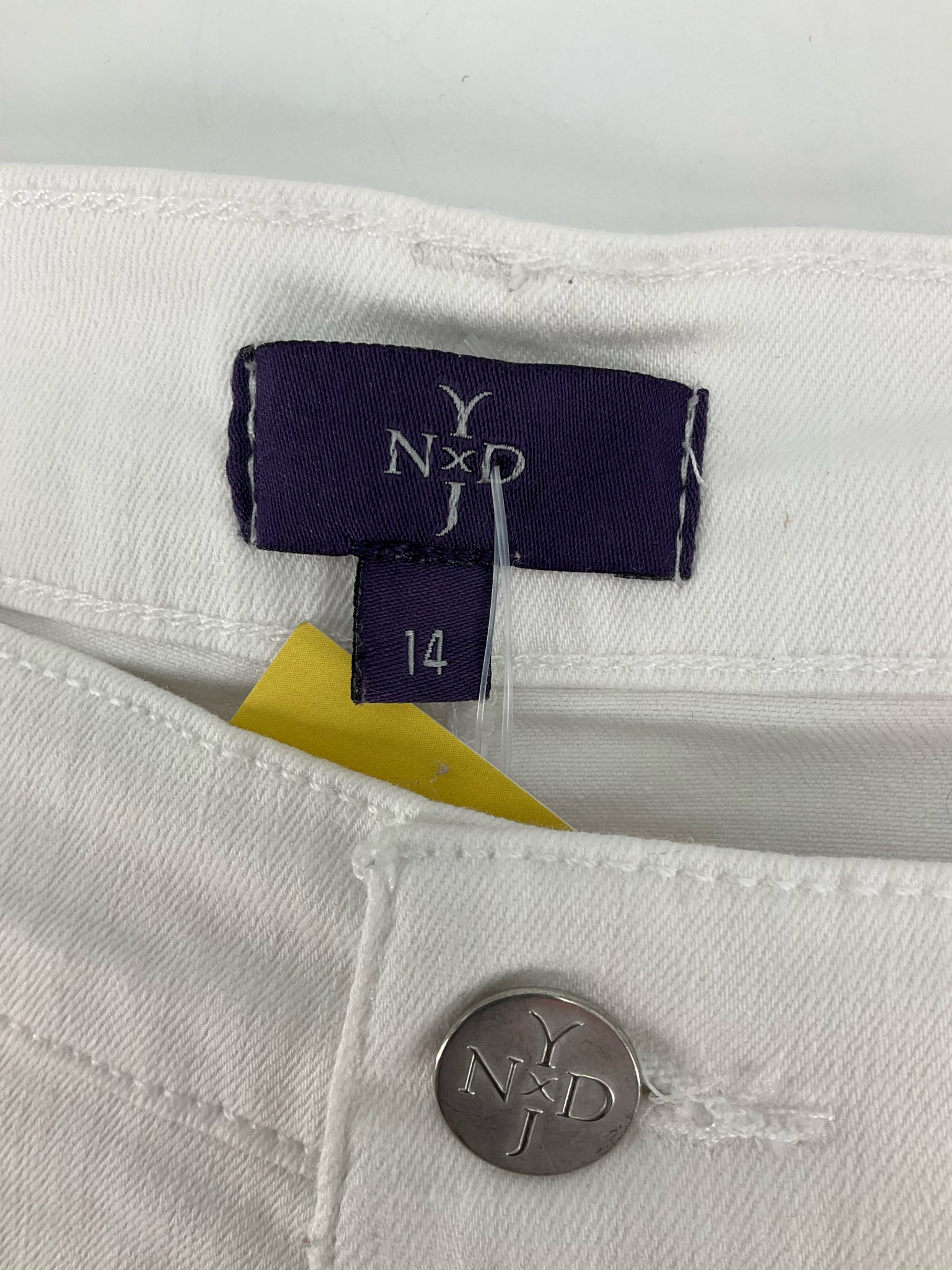 NYDJ White Stretch Denim Bermuda Shorts Size 14