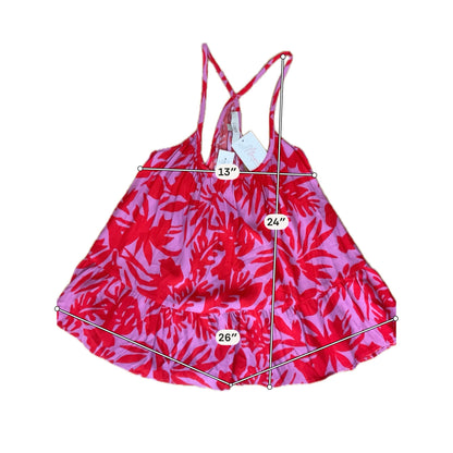 LOFT Red Pink Floral Tiered Knot Back Cami Tank Top Size Medium NWT - ONLINE ONLY