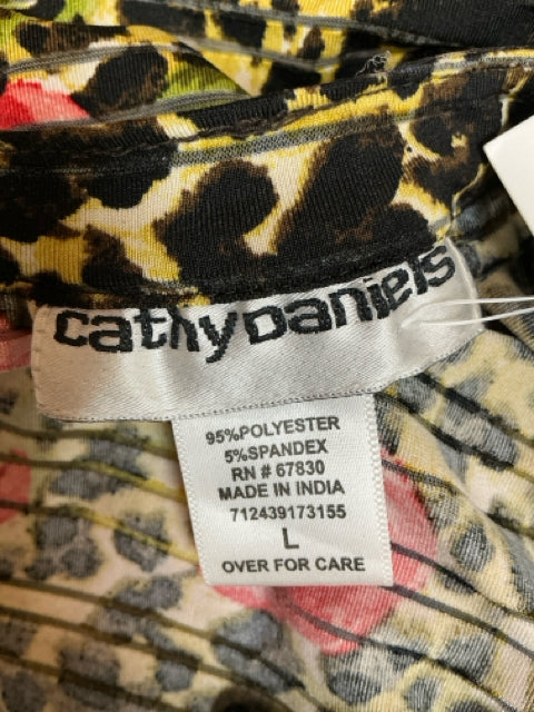 Cathy Daniels Black/Brown/Red Pre-Owned Ladies Top - Size Large - Margaret’s Fine Consignment