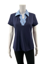 J. McLaughlin navy/blue Short Sleeve Jamey Polo Catalina Cloth Top Navy Blue Size Small - Size S