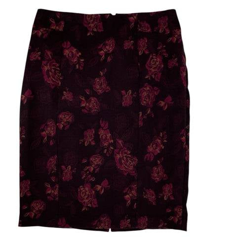 White House Black Market Plum Floral Pre-Owned Ladies Skirt - Size 8 - Margaret’s Fine Consignment