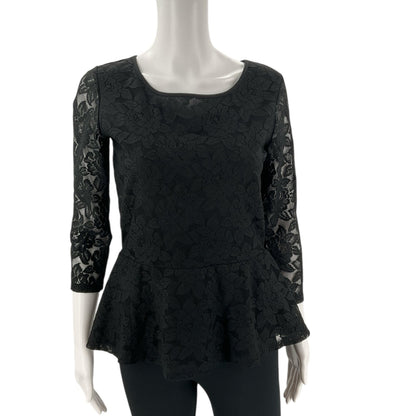 Loft Black Lace Ladies Pre-Owned Top - Size Small - Margaret’s Fine Consignment