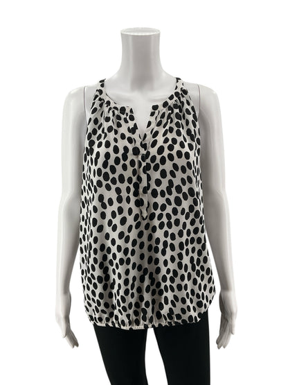 Loft white/black Sleeveless White and Black Polka Dot Sleeveless Blouse Top Size Small - Size S