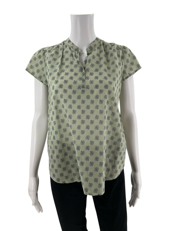 J Jill Green Floral Pre-Owned Ladies Top - Size XS Petite