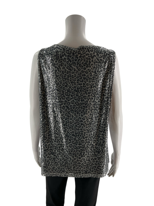 Michael Kors Black/Silver Sequins Pre-Owned Ladies Top - Size Large