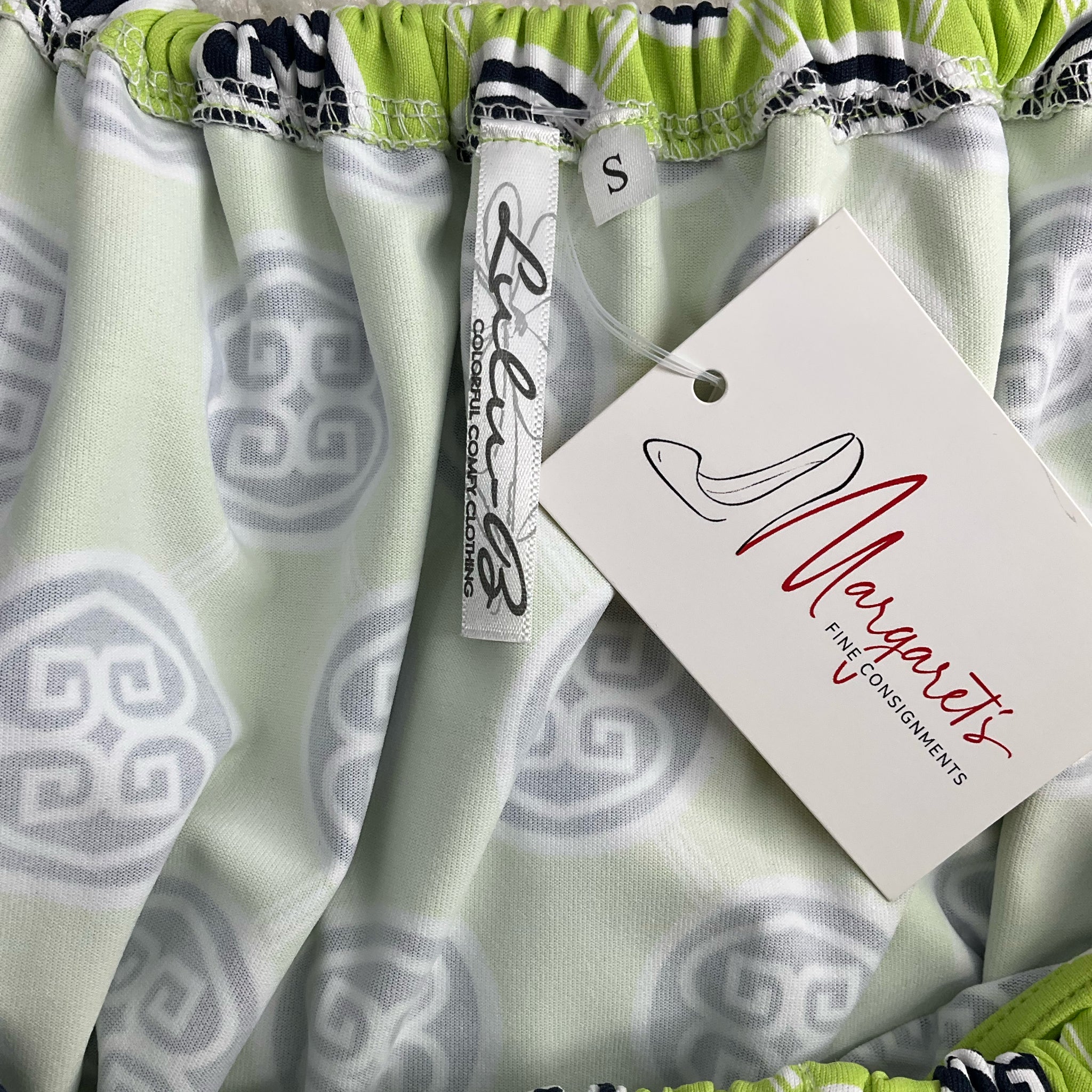 Lulu B Lime/Navy/White Print Dress - Size Small