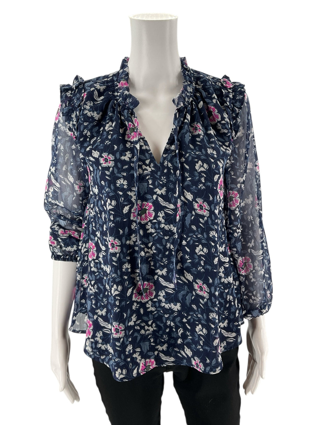 Vineyard Vines - Navy/Pink/White Floral Pre-Owned Casual Top - Size XS