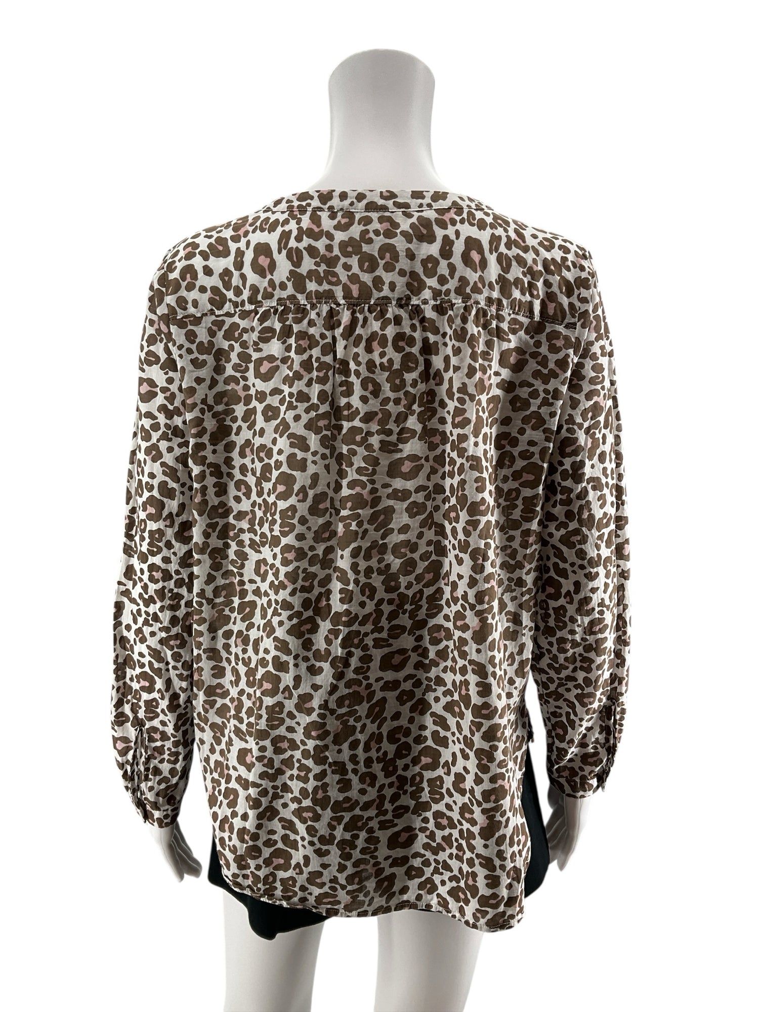 LOFT Outlet Petite Leopard Print Blouse | Size MP | 100% Cotton Animal Print Top
