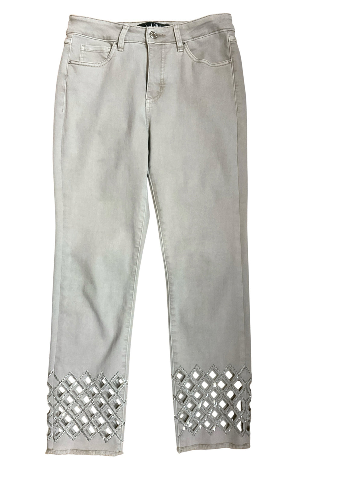 Joseph Ribkoff Rhinestone Embellished Raw Hem Cropped Jeans Size 6 - ONLINE ONLY