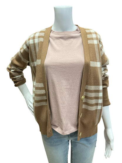 Rachel Zoe Size S beige/white Cardigan Casual Top - Upstairs