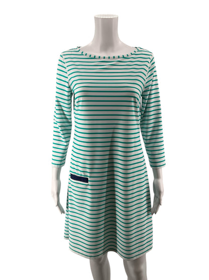 Cabana Life white/teal Shift Delray Stripe UPF 50+ Tunic Dress White Teal Size Small - Size S
