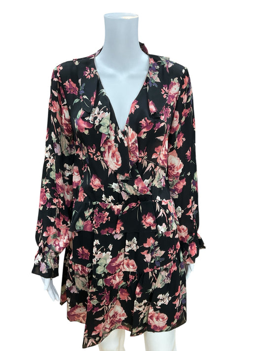 Joie Black/Mauve Floral Dress Size Medium