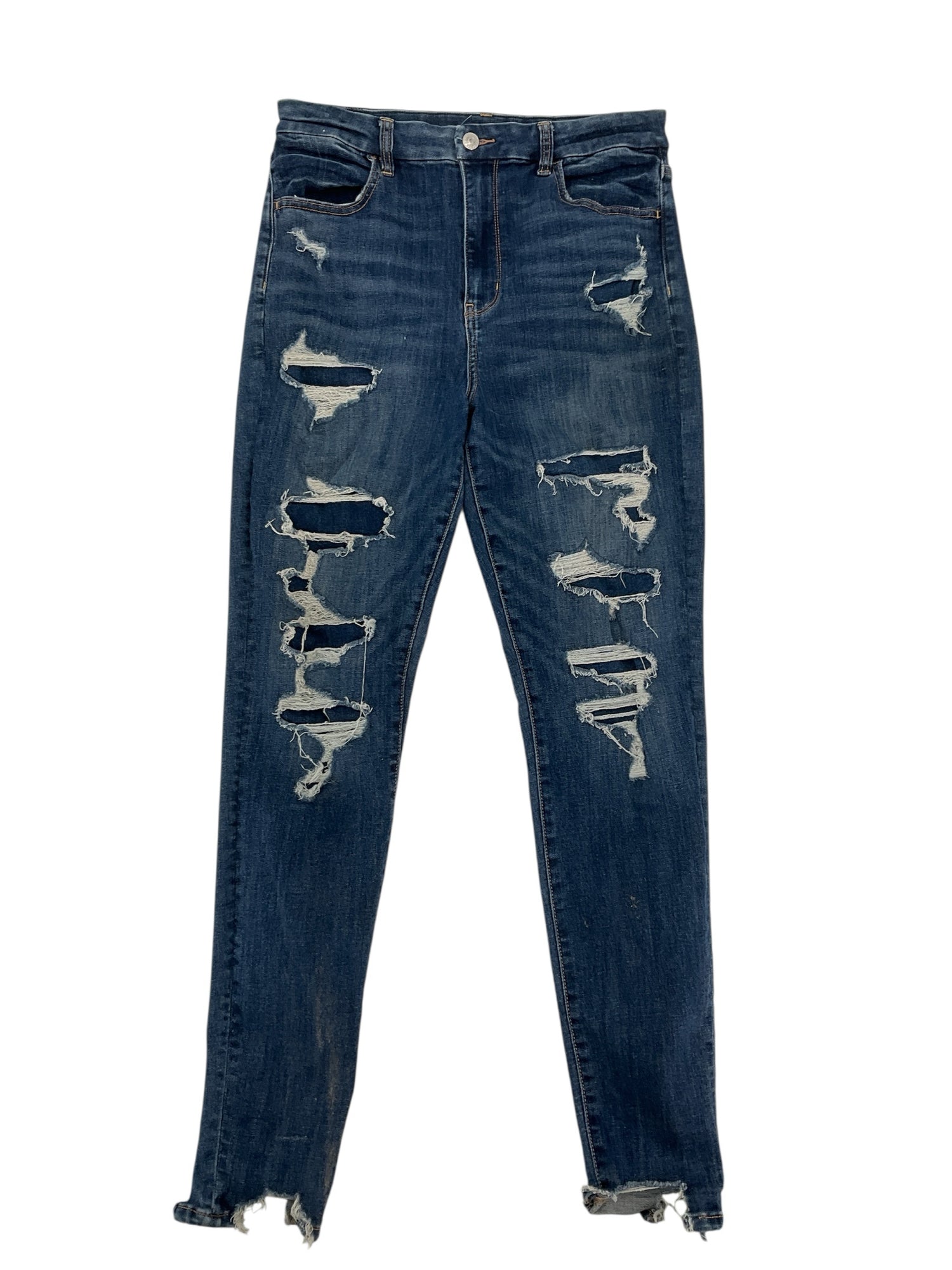 american eagle Size 12 Blue Distressed Pre-Owned Ladies Jeans