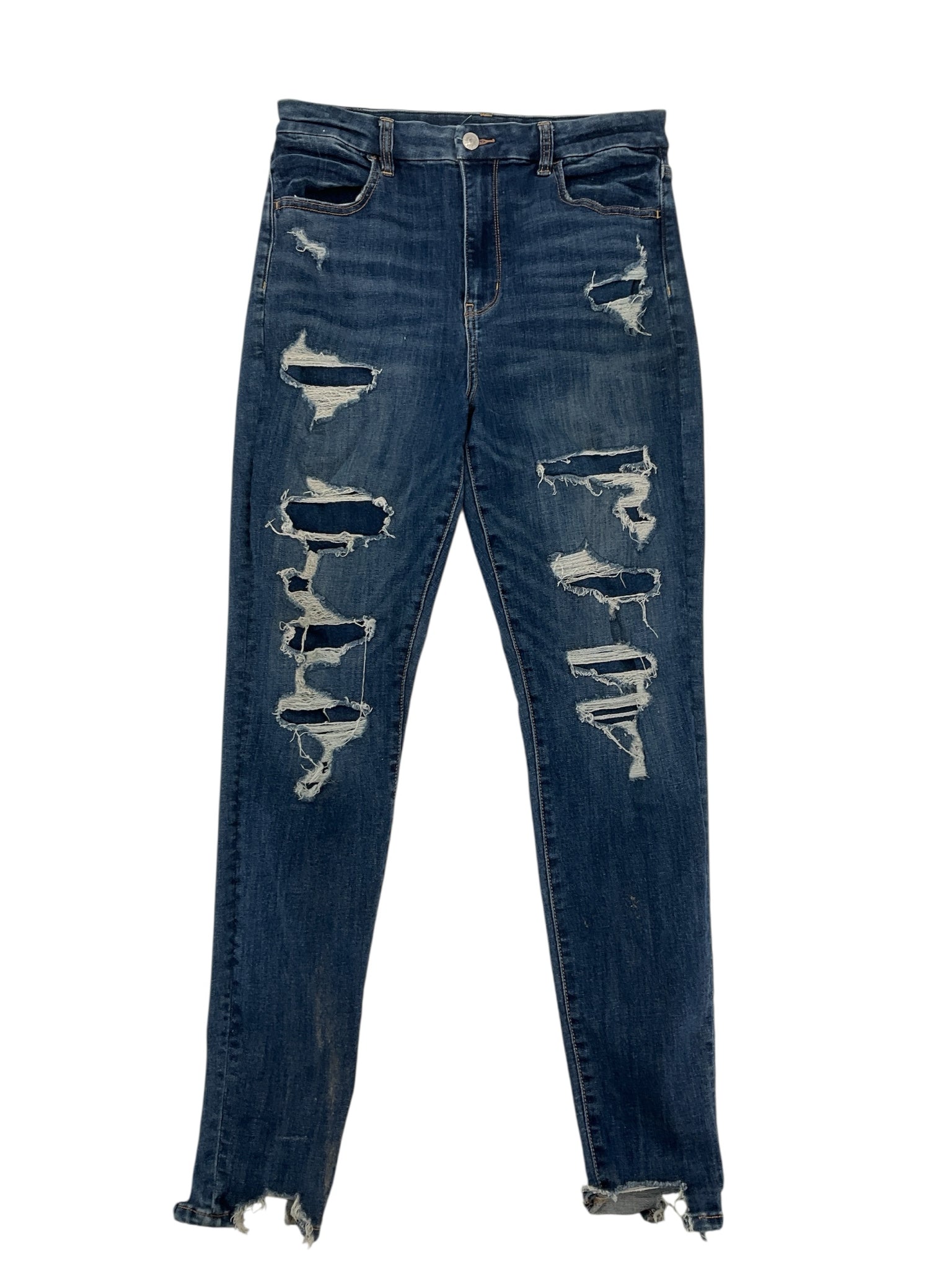 american eagle Size 12 Blue Distressed Pre-Owned Ladies Jeans