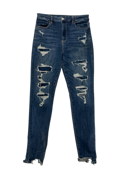 american eagle Size 12 Blue Distressed Pre-Owned Ladies Jeans