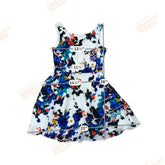 Betsey Johnson white/blue/orange Fit and Flare Floral Fit & Flare Sundress V-Back Size 12 - Size 12