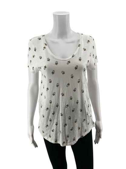 Loft White Sleeveless White Succulent Plant Print Short Sleeve Tee T-Shirt Size Small - Size S