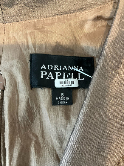 Adrianna Papell Size 8 Taupe Solid Pre-Owned Ladies Dress