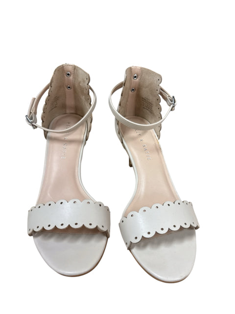 Kate Spade Icarda Scalloped Ankle Strap Sandal Heels Size 6.5 M Ivory Nude Pre-Owned