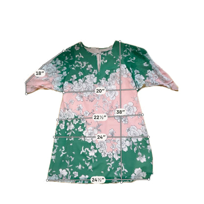 Vince Camuto Green &amp;amp; Pink Floral Ombre Keyhole Shift Dress Size 14 NWT
