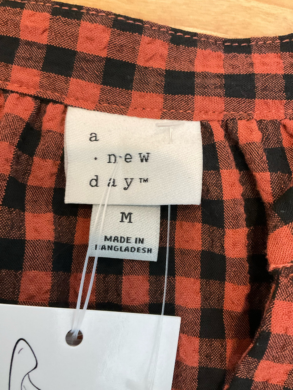 A New Day Rust &amp; Black Plaid Peasant Blouse | Size Medium - ONLINE ONLY