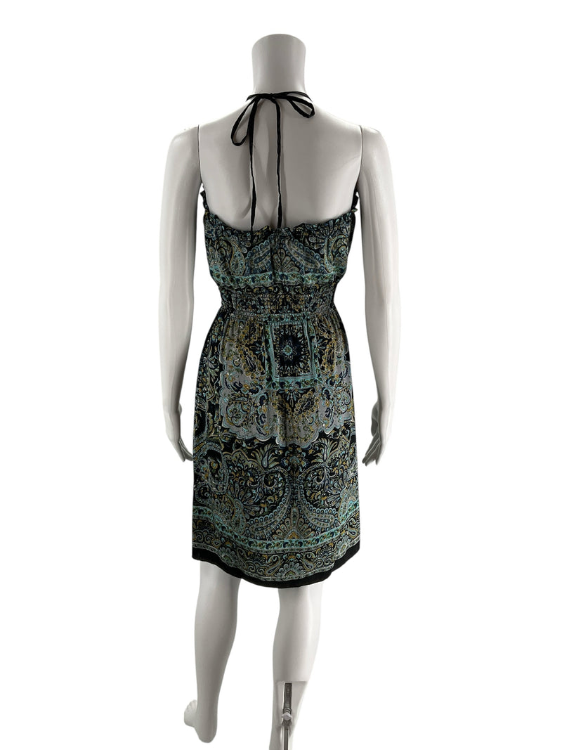Classique Black/Blue Paisley Pre-Owned Ladies Dress - Size Small