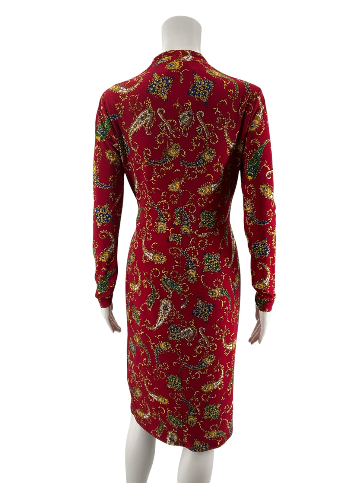 Lauren Ralph Lauren Red Paisley Faux Wrap Jersey Dress Size 2
