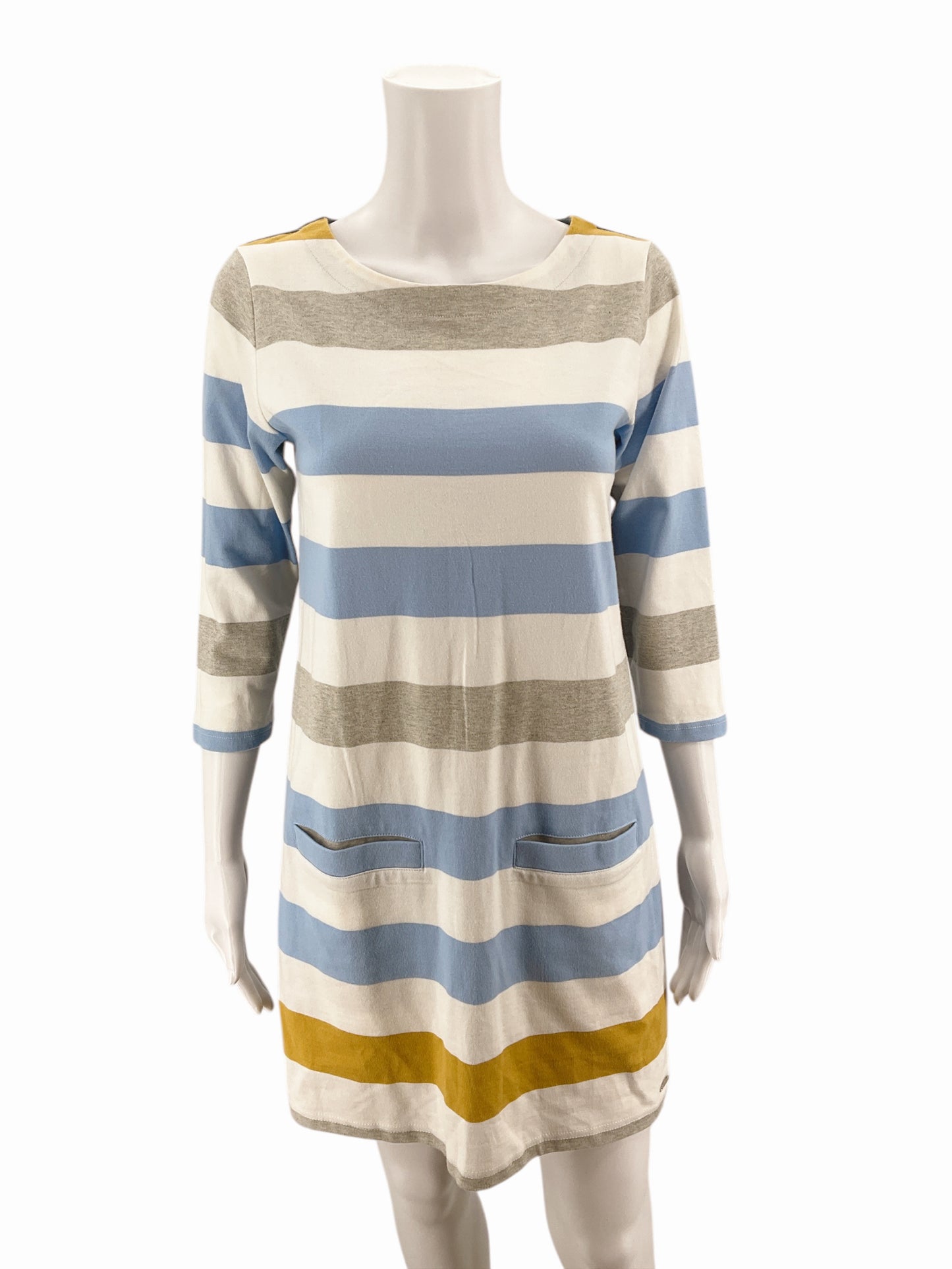 Joules White/Blue/Mustard Stripe Dress Size 6