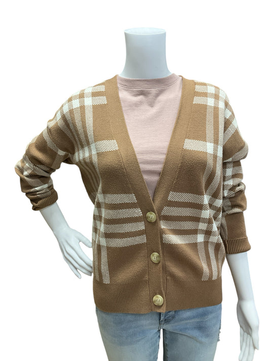 Rachel Zoe Size S beige/white Cardigan Casual Top - Upstairs