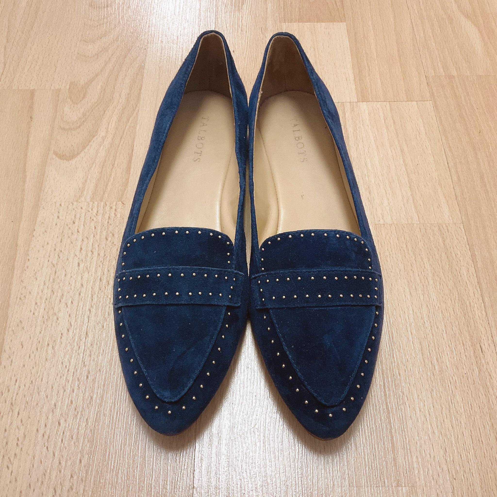 Talbots Navy Suede Flats Size 11 - front view